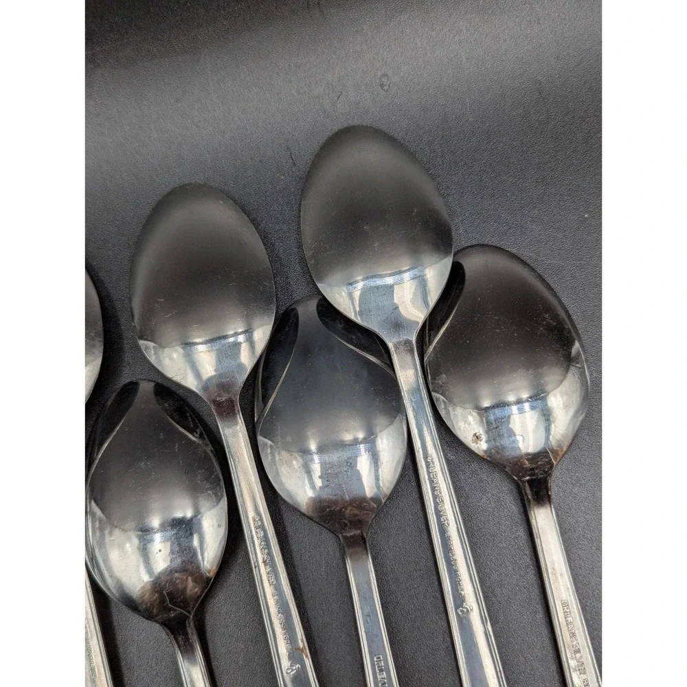 VTG 8 pc Orleans Silver ORL11 Stainless Korea 8 Soup Table Spoons